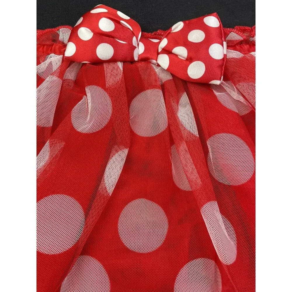 Disney MINNIE MOUSE Baby Girl Bodysuit Dress W/Headbands 12-18 Month Red/Black